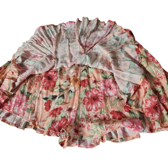 Heyson Floral Gauze Flare Skort with Ruched Waist - Boho Style - Picture 3 of 4
